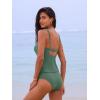CUPSHE Women’s Tankini Swimsuit Scalloped Scoop Neck Bathing Suit Cutout Back Hook Mid Rise(Sage Green)