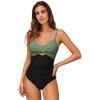 CUPSHE One Piece Swimsuit for Women Bathing Suits Twist Front Cutout Adjustable Straps Ruched Swimwear(Black/Olive Green)