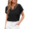 CUPSHE Women’s Mesh Sheer V-Neck Short Sleeve Going Out Shirt Sexy Summer T-Shirt Heart Cute Work Blouse(Black)