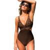 CUPSHE Women’s One Piece Swimsuit V Neck Twist Adjustable Straps Cut Out Back Hook Bathing Suit(Brown/Leopard)