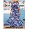 CUPSHE Kimono Swimsuit Coverup for Women Open Front Striped Maxi Cardigan Beach Cover Up(Blue Leopard)