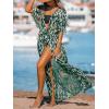 CUPSHE Kimono Swimsuit Coverup for Women Open Front Striped Maxi Cardigan Beach Cover Up(Forest Green Leopard)