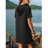 CUPSHE Swimsuit Coverup for Women Button Down Shirt Style Bathing Suit Cover Up Short Sleeve Beach Dress Shirts(Black)