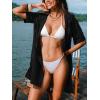 CUPSHE Swimsuit Coverup for Women Button Down Shirt Style Bathing Suit Cover Up Short Sleeve Beach Dress Shirts(Black)