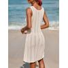 CUPSHE Swimsuit Coverup for Women Sleeveless Drawstring Crochet Beach Cover Up for Swimwear(Beige)