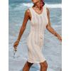 CUPSHE Swimsuit Coverup for Women Sleeveless Drawstring Crochet Beach Cover Up for Swimwear(Beige)
