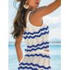 CUPSHE Women Crochet Swimsuit Cover Ups Cropped Sleeveless Striped Knit Beach Coverup Top(Blue Striped)