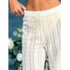 CUPSHE Women Swimsuit Cover Ups Pants Lace Semi Sheer High Waist Wide Leg Beach Coverup Pants(White)