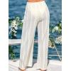 CUPSHE Women Swimsuit Cover Ups Pants Lace Semi Sheer High Waist Wide Leg Beach Coverup Pants(White)