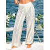 CUPSHE Women Swimsuit Cover Ups Pants Lace Semi Sheer High Waist Wide Leg Beach Coverup Pants(White)
