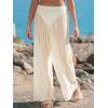 CUPSHE Women Swimsuit Coverup Pants Wide Leg Beach Pants Sheer Mesh Beach Vacation Outfits(Beige)