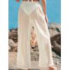 CUPSHE Women Swimsuit Coverup Pants Wide Leg Beach Pants Sheer Mesh Beach Vacation Outfits(Beige)