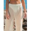 CUPSHE Women Swimsuit Coverup Pants Wide Leg Beach Pants Sheer Mesh Beach Vacation Outfits(Beige)