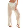 CUPSHE Women Swimsuit Coverup Pants Wide Leg Beach Pants Sheer Mesh Beach Vacation Outfits(Beige)