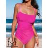 CUPSHE Women’s One Piece Swimsuit Tummy Control Ruched Bathing Suit Square Neck Adjustable Straps(Magenta)