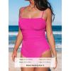 CUPSHE Women’s One Piece Swimsuit Tummy Control Ruched Bathing Suit Square Neck Adjustable Straps(Magenta)