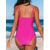 CUPSHE Women’s One Piece Swimsuit Tummy Control Ruched Bathing Suit Square Neck Adjustable Straps(Magenta)
