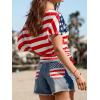 CUPSHE Summer Striped Tops for Women 2026 Short Sleeve Off The Shoulder T Shirt Casual Going Out(Flag)