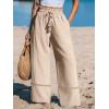 CUPSHE Summer Wide Leg Pants for Women Trendy Tie Waist High Waisted Palazzo Straight Pant with Pockets(Beige)