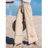 CUPSHE Summer Wide Leg Pants for Women Trendy Tie Waist High Waisted Palazzo Straight Pant with Pockets(Beige)