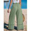 CUPSHE Summer Wide Leg Pants for Women Trendy Tie Waist High Waisted Palazzo Straight Pant with Pockets(Green-2)