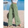 CUPSHE Summer Wide Leg Pants for Women Trendy Tie Waist High Waisted Palazzo Straight Pant with Pockets(Green-2)