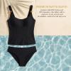 CUPSHE Two Piece Swimsuit for Women V Neck Tankini Sets Mid Rise Back Hook Cut Out Bathing Suits for Beach(Black)