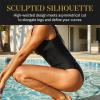 CUPSHE Two Piece Swimsuit for Women V Neck Tankini Sets Mid Rise Back Hook Cut Out Bathing Suits for Beach(Black)