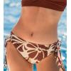 CUPSHE Women Swimsuit Bikini Bottom String Cheeky Side Tie Low Rise Bathing Suit(Maroon Red/Floral)