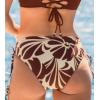 CUPSHE Women Swimsuit Bikini Bottom String Cheeky Side Tie Low Rise Bathing Suit(Maroon Red/Floral)