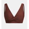 CUPSHE Women Swimsuit Bikini Top Wrap Self Tie Bathing Suit with Fixed Wide Straps(Maroon Red)