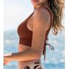 CUPSHE Women Swimsuit Bikini Top Wrap Self Tie Bathing Suit with Fixed Wide Straps(Maroon Red)