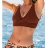 CUPSHE Women Swimsuit Bikini Top Wrap Self Tie Bathing Suit with Fixed Wide Straps(Maroon Red)