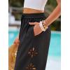 CUPSHE Womens Beach Pants Summer Boho Drawstring Elastic Waist Hollow Out Textured Wide Leg Vacation Palazzo Pant(Black)