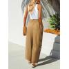 CUPSHE Womens Beach Pants Summer Boho Drawstring Elastic Waist Hollow Out Textured Wide Leg Vacation Palazzo Pant(Brown)