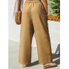 CUPSHE Womens Beach Pants Summer Boho Drawstring Elastic Waist Hollow Out Textured Wide Leg Vacation Palazzo Pant(Brown)