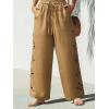 CUPSHE Womens Beach Pants Summer Boho Drawstring Elastic Waist Hollow Out Textured Wide Leg Vacation Palazzo Pant(Brown)