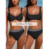 CUPSHE Women’s Bikini Set High Waisted V Neck Two Piece Swimsuit Back Hook Adjustable Straps Button Bathing Suit(Black)