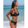CUPSHE Women’s Bikini Set High Waisted V Neck Two Piece Swimsuit Back Hook Adjustable Straps Button Bathing Suit(Black)