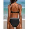 CUPSHE Women’s Bikini Set High Waisted V Neck Two Piece Swimsuit Back Hook Adjustable Straps Button Bathing Suit(Black)