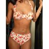 CUPSHE Women’s Bikini Set Push Up Two Piece Swimsuit Crossback Self Tie Bathing Suit Ruched(Cream/Orange Floral)