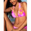 CUPSHE Women’s Bikini Set Sexy Triangle Halter Two Piece Swimsuit High Leg Cut Cheeky Bathing Suit Side Self Tie(Pink/Orange Floral)