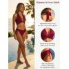CUPSHE Women’s Bikini Set Two Piece Swimsuit Halter Strap V Neck Ruching Bathing Suit Mid Rise Side Drawstring(Burgundy)