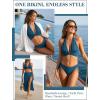CUPSHE Women’s Bikini Set Two Piece Swimsuit Halter Strap V Neck Ruching Bathing Suit Mid Rise Side Drawstring(Peacock Blue)