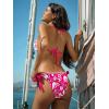 CUPSHE Women’s Bikini Set Two Piece Swimsuit V Neck Halter Strap Bathing Suit Low Rise High Leg Side Tie Color Block(Hot Pink/White)