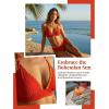 CUPSHE Women’s Bikini Set Two Piece Swimsuit V Neck Shell Stitched Bathing Suit Back Self Tie Mid Rise Textured(Red)