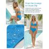 CUPSHE Women’s Bikini Set Two Piece Swimsuit V Neck Shell Stitched Bathing Suit Back Self Tie Mid Rise Textured(Sky Blue)
