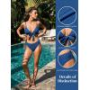 CUPSHE Women’s Bikini Set Two Piece Swimsuit V Neck Tie Knot Front Bathing Suit Ruched Adjustable Straps Textured(Navy Blue)