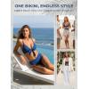CUPSHE Women’s Bikini Set Two Piece Swimsuit V Neck Tie Knot Front Bathing Suit Ruched Adjustable Straps Textured(Navy Blue)