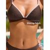 CUPSHE Women’s Bikini Set V Neck Two Piece Swimsuit Textured Color Block Crossback Side Self Tie Bathing Suit(Brown)